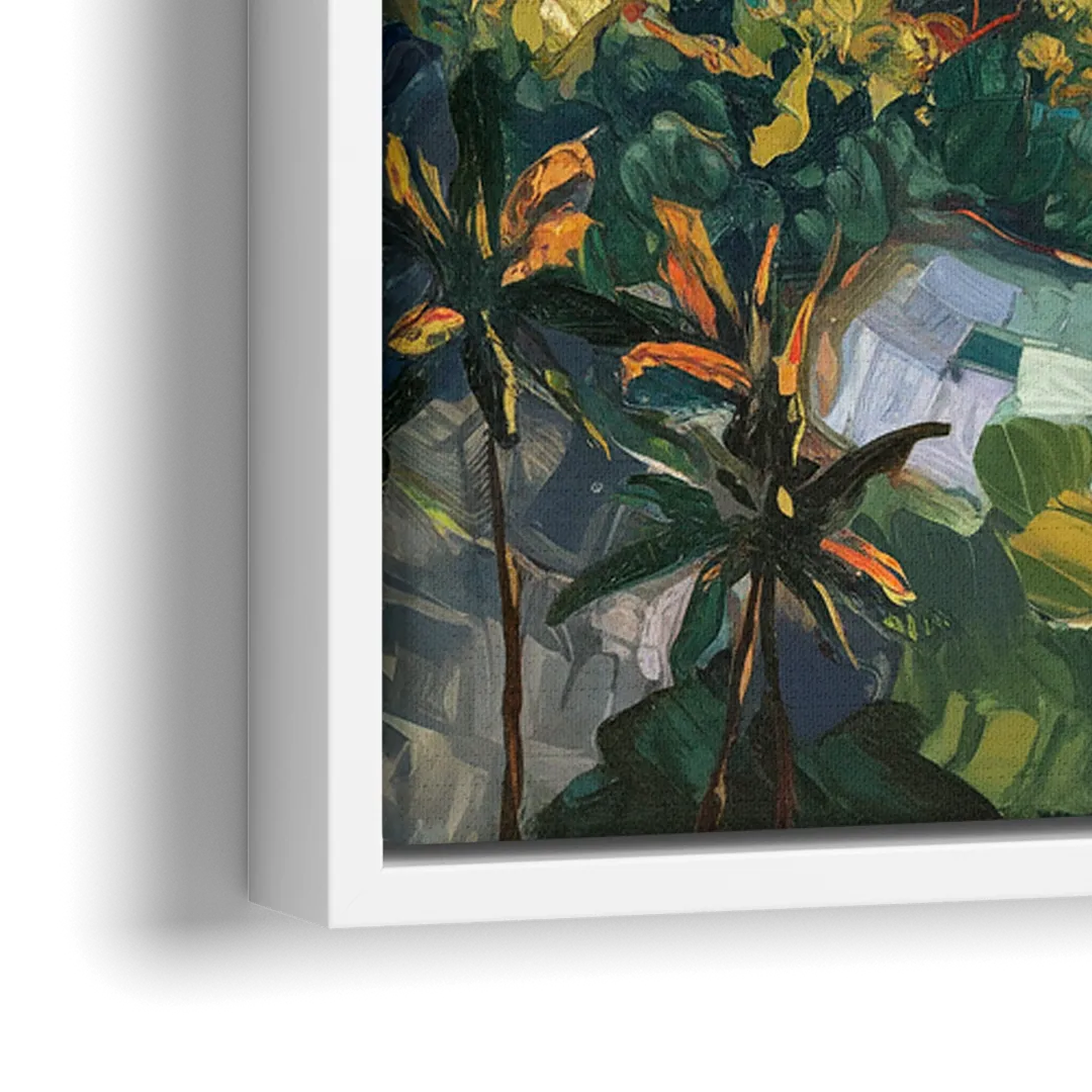 Honolulu Vibrant Cityscape - Close-Up White Frame Canvas
