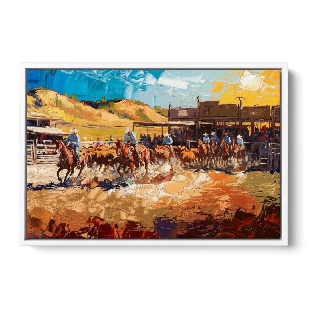 Fort Worth Rodeo And Cowboy Spirit - White Frame Canvas