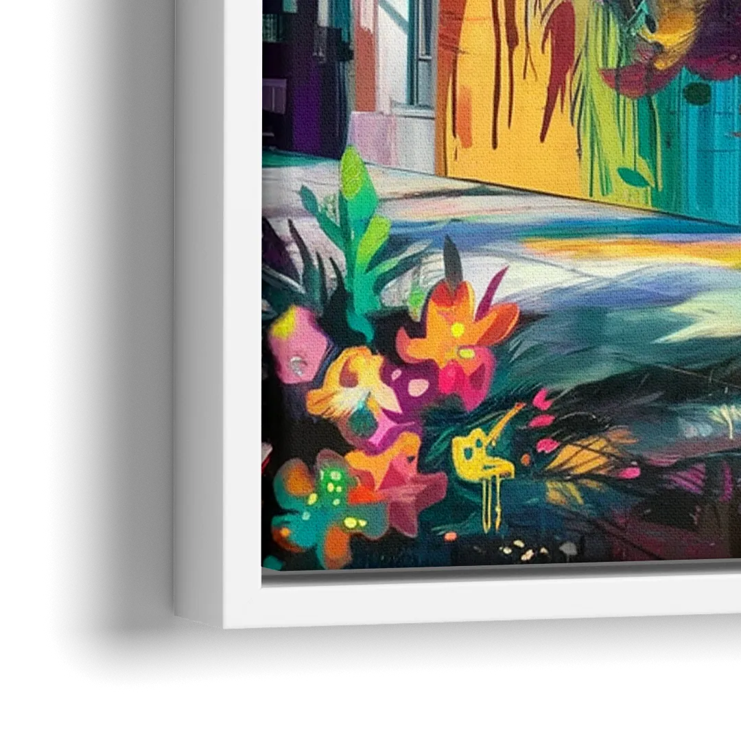 Miami Wynwood Murals - Close-Up White Frame Canvas