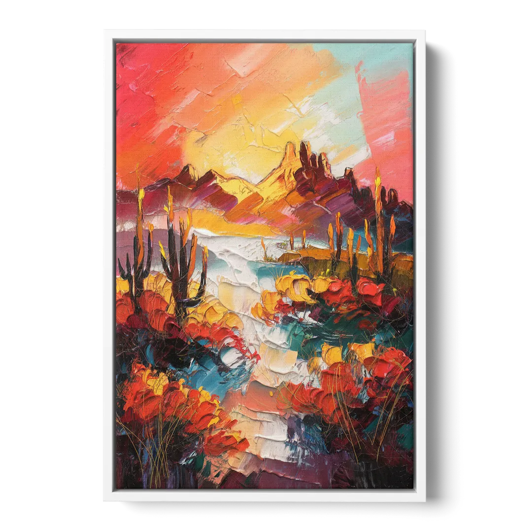 Phoenix Mountain Horizon - White Frame Canvas