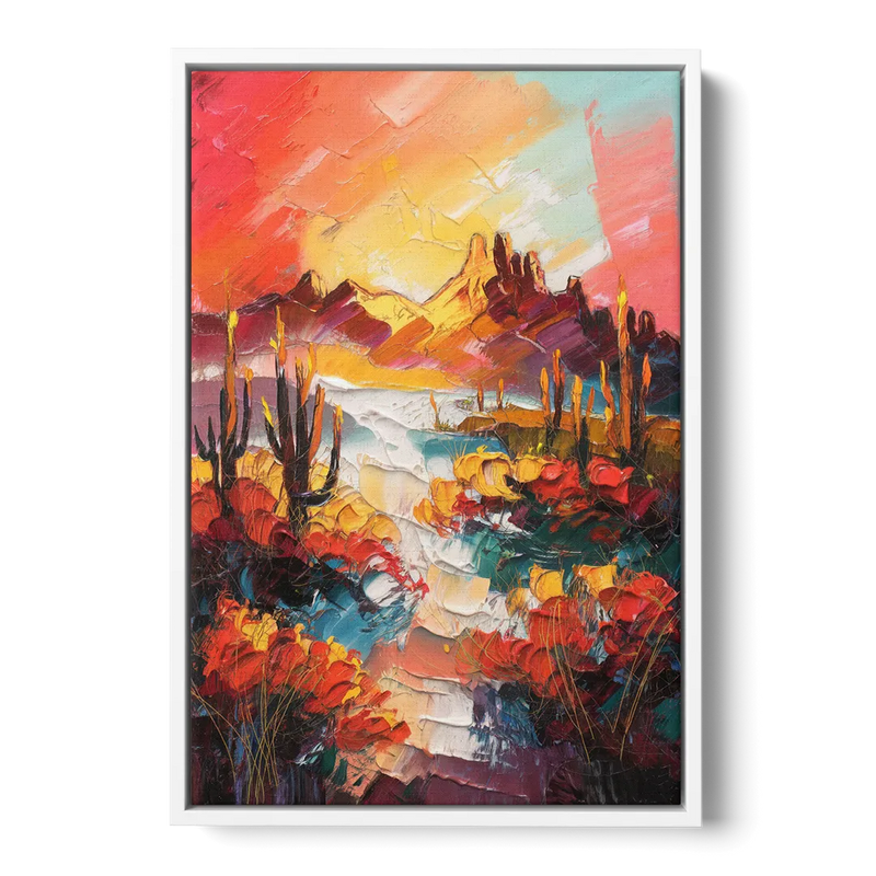 Phoenix Mountain Horizon - White Frame Canvas
