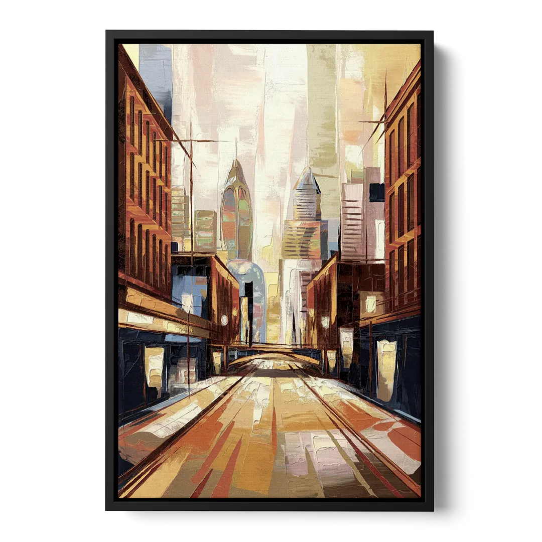 Philadelphia Market Street - Black Frame Canvas