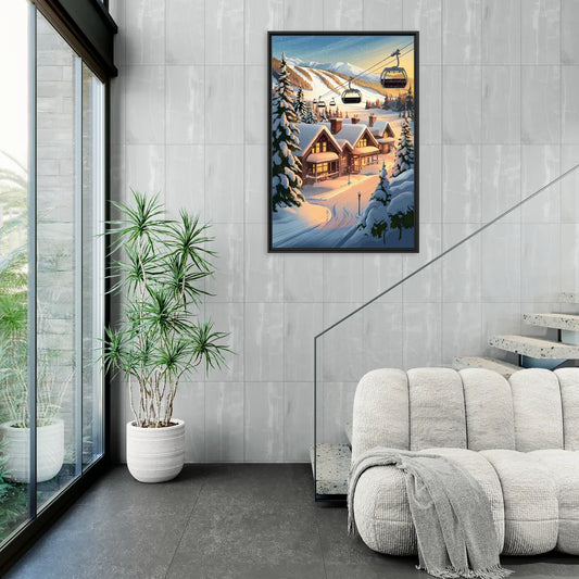 Park City Snowy Landscape - Living Room Black Frame Canvas