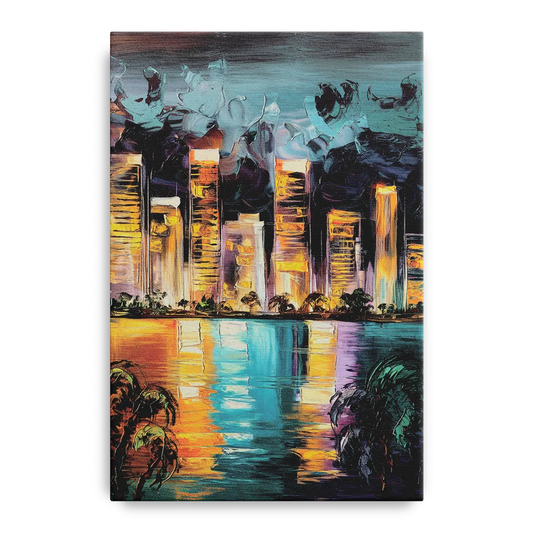 Fort Lauderdale Downtown Lights - Canvas Wall Art
