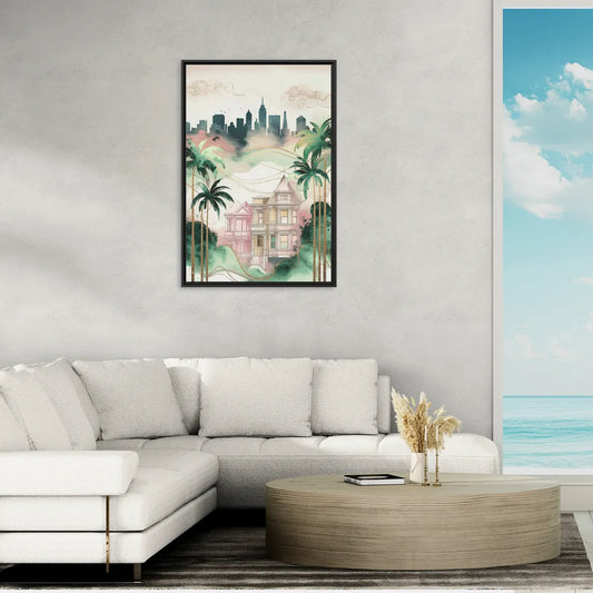 San Jose Urban Charm - Living Room Black Frame Canvas