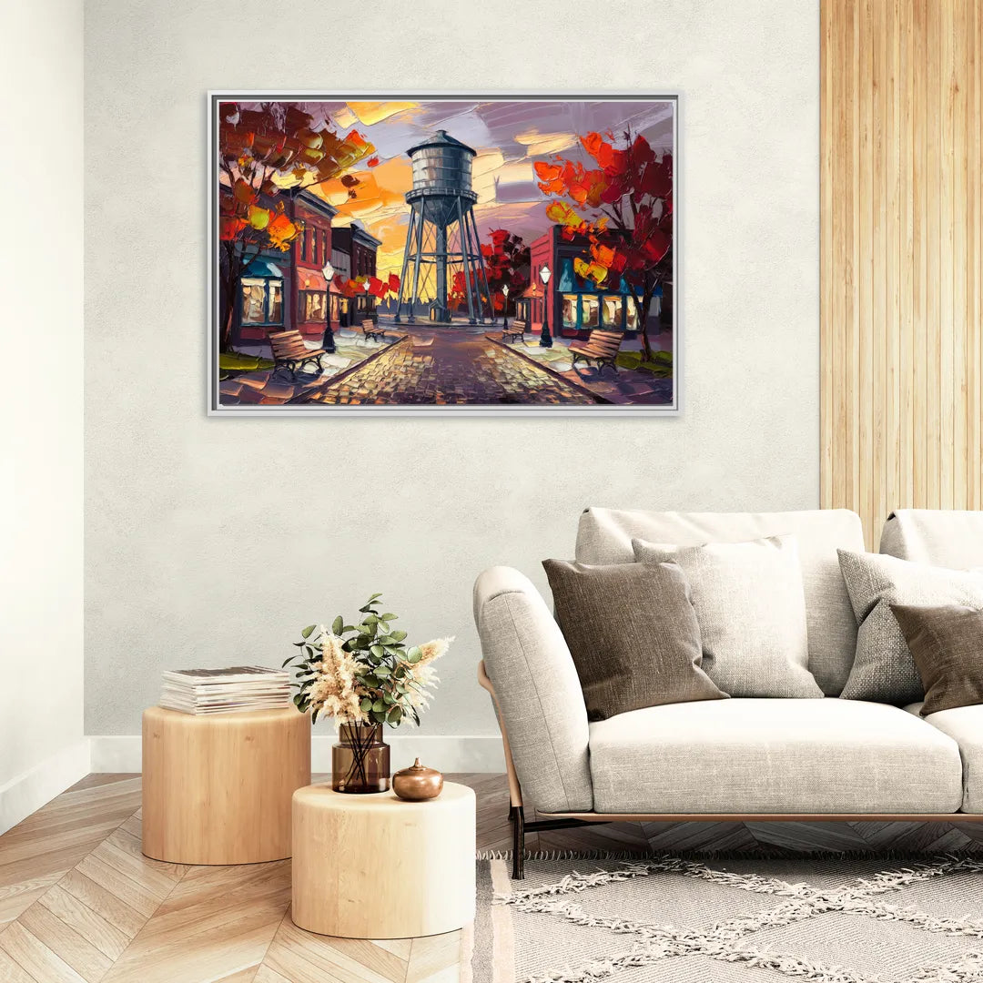 Plano Local Landmarks - Living Room White Frame Canvas
