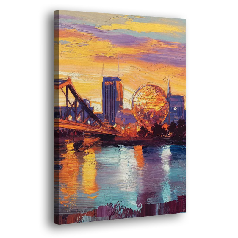 Knoxville Skyline Sunset - Canvas Print Art Sides