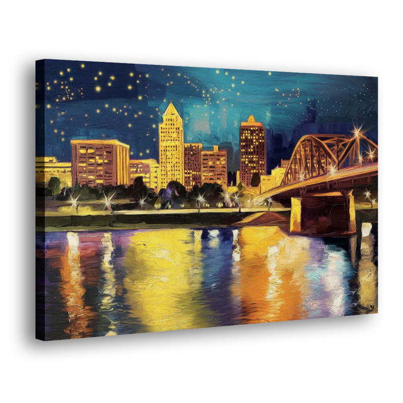 Louisville Cityscape Glow - Canvas Print Art Sides