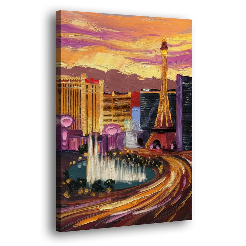 Las Vegas Skyline at Sunset - Canvas Print Art Sides