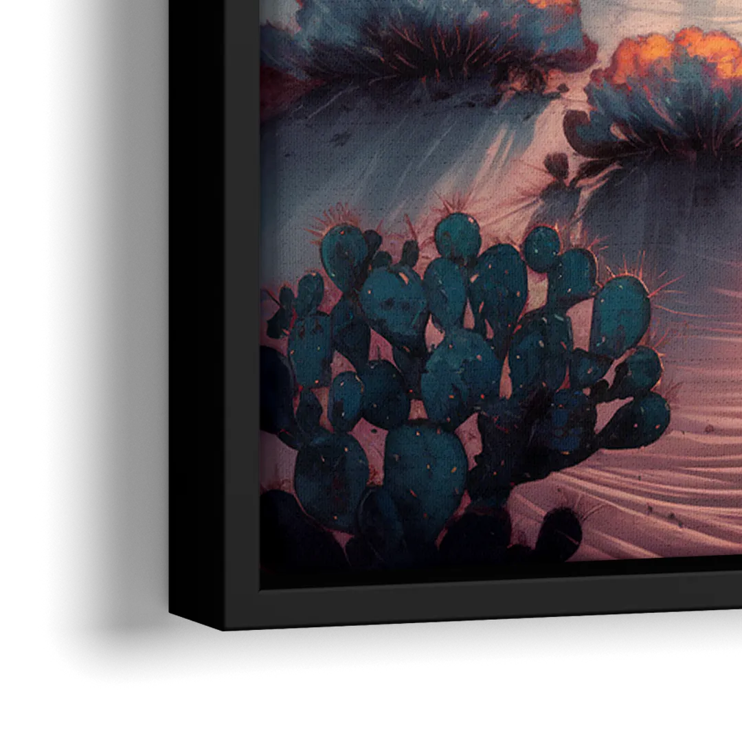 Phoenix Desert Twilight Glow - Close-Up Black Frame Canvas