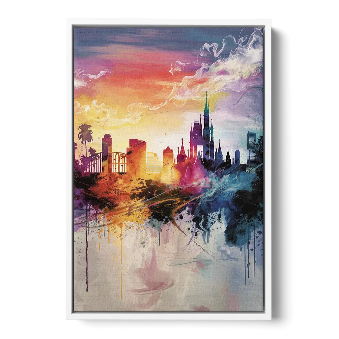 Orlando Skyline at Sunset - White Frame Canvas