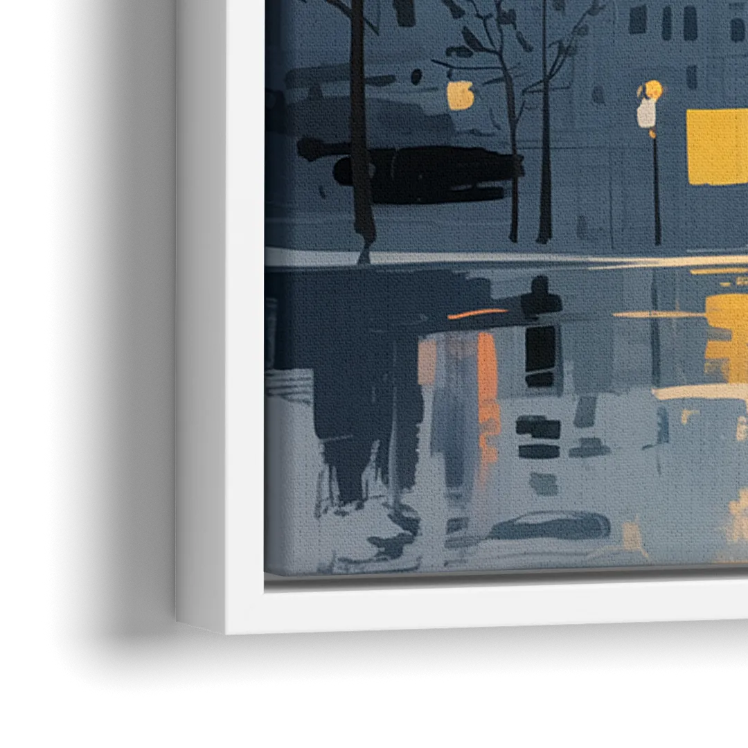 Quebec City Street Lamps - Close-Up White Frame Canvas