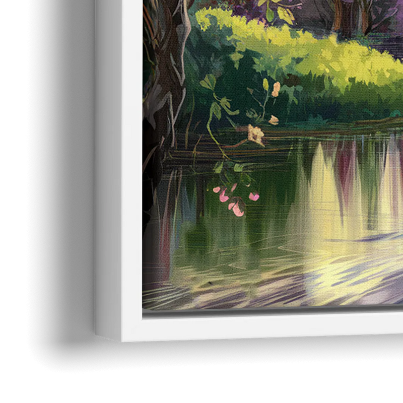 New Hope Scenic River Views - Close-Up White Frame Canvas