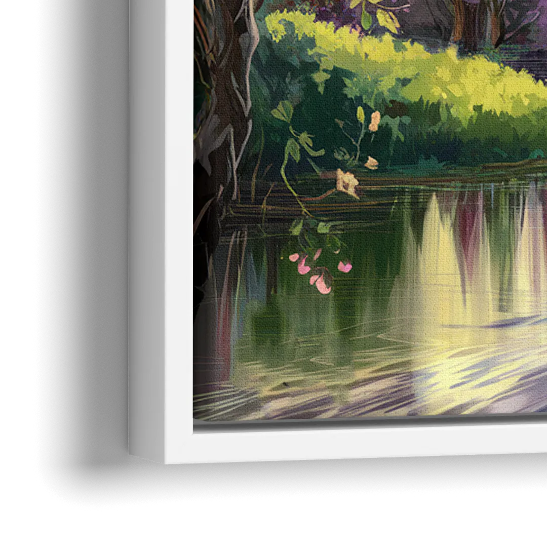 New Hope Scenic River Views - Close-Up White Frame Canvas