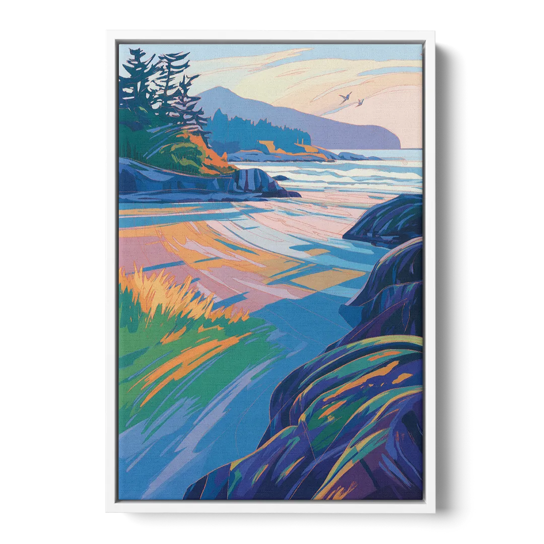Tofino Coastline - White Frame Canvas