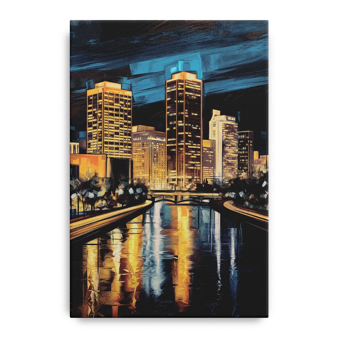 Oklahoma City Night Lights - Canvas Wall Art