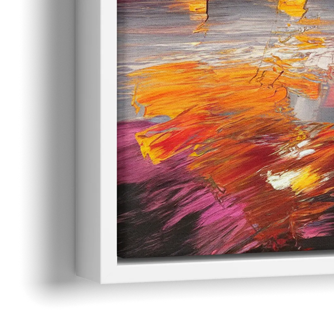 Plano Skyline Sunset - Close-Up White Frame Canvas