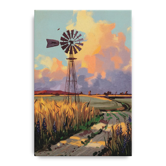 Lubbock Windmill Scene - Canvas Wall Art