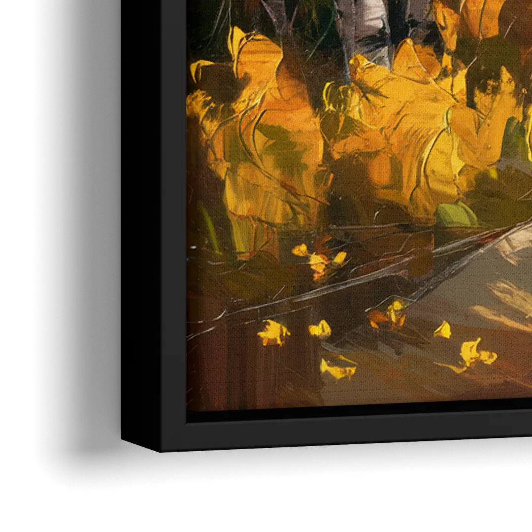 Aspen Trail Through the Trees - Close-Up Black Frame Canvas
