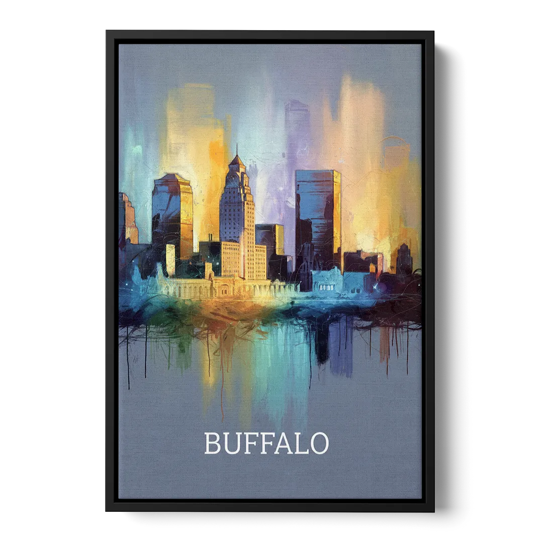 Buffalo Architectural Charm - Black Frame Canvas