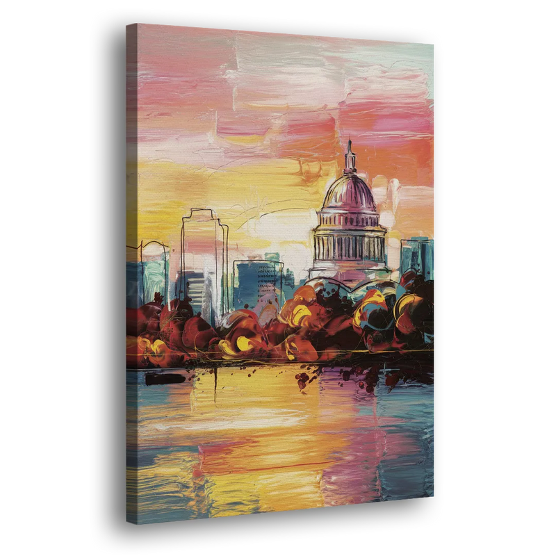 Madison Skyline at Sunset - Canvas Print Art Sides