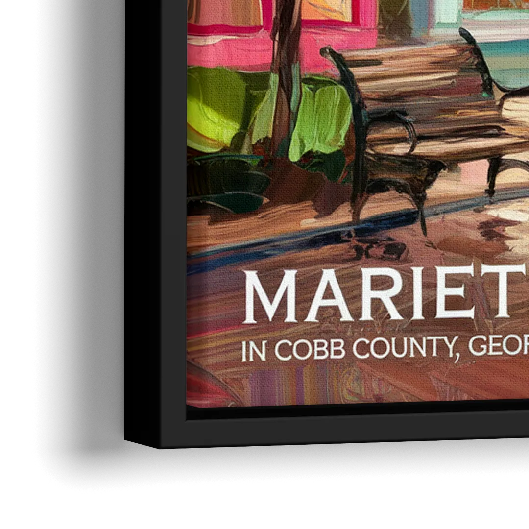 Marietta Cobb County Scenes - Close-Up Black Frame Canvas