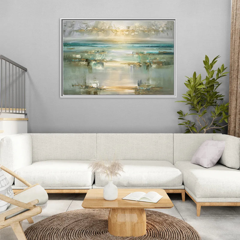Irvine Coastal Serenity - Living Room White Frame Canvas