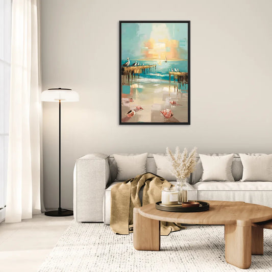 Naples Florida Coastal Vibes - Living Room Black Frame Canvas