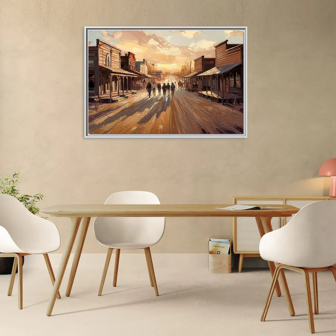 Tombstone Historic Main Street - Living Room White Frame Canvas