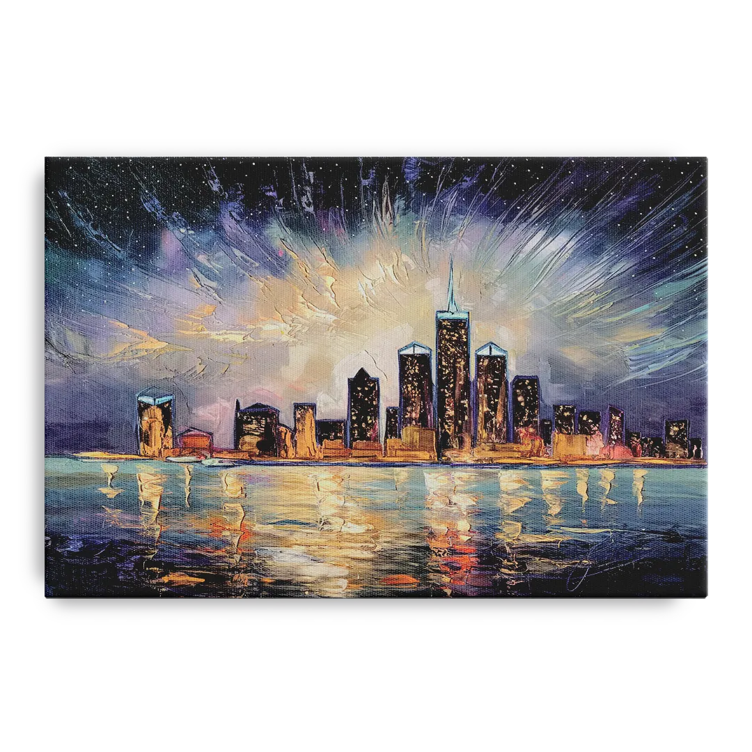 Detroit Skyline And Stars - Canvas Wall Art