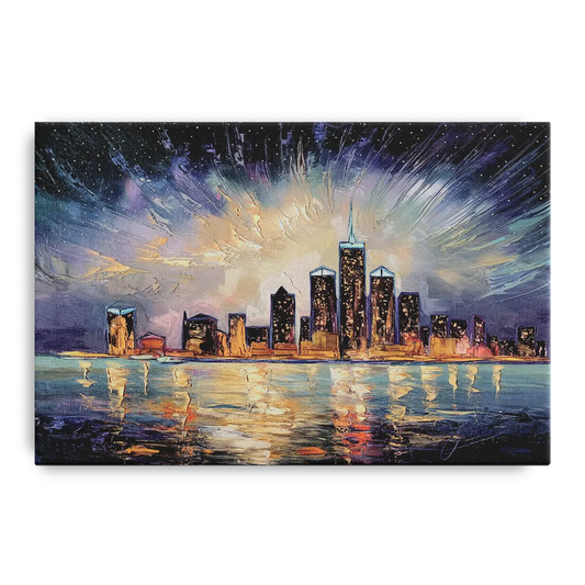 Detroit Skyline And Stars - Canvas Wall Art