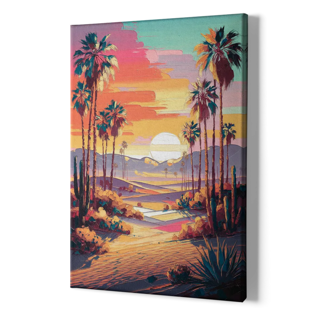 Palm Springs Desert Sunset - Canvas Print Art Sides