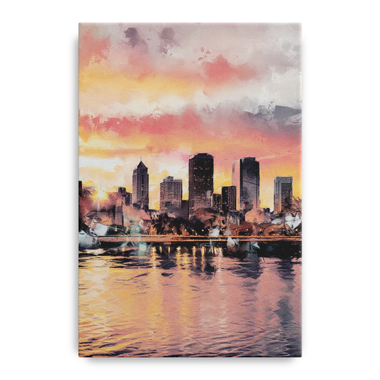 Buffalo Skyline at Sunset - Canvas Wall Art