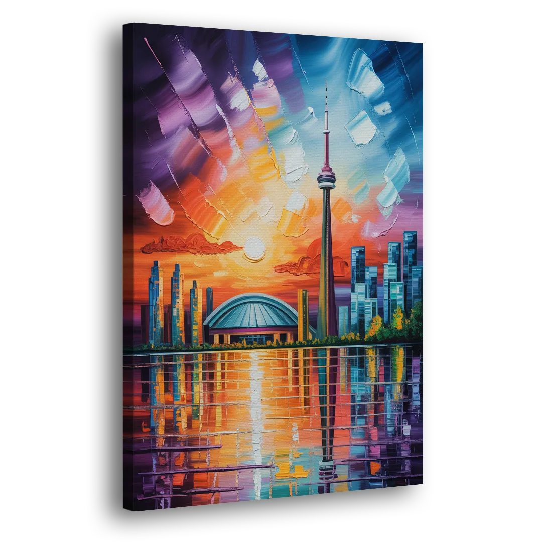 CN Tower Sunset Watercolor - Canvas Print Art Sides