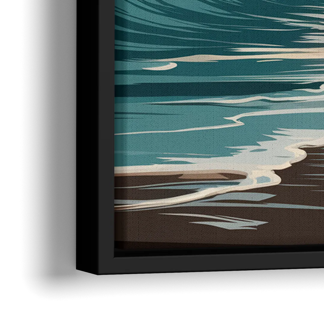 Galveston Ocean Waves - Close-Up Black Frame Canvas