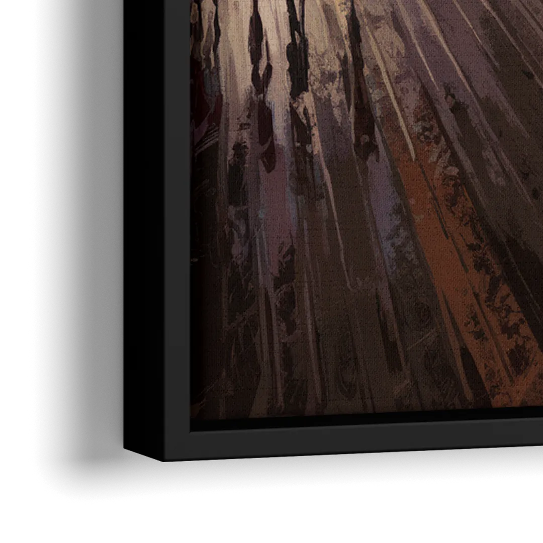 Jersey City Boardwalk Scene - Close-Up Black Frame Canvas