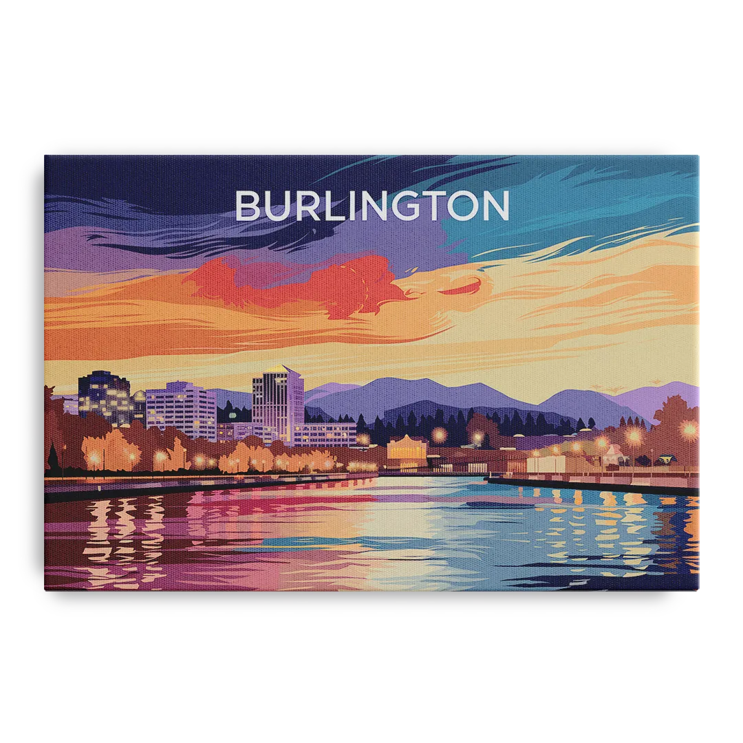 Burlington Skyline At Sunset - Canvas Wall Art