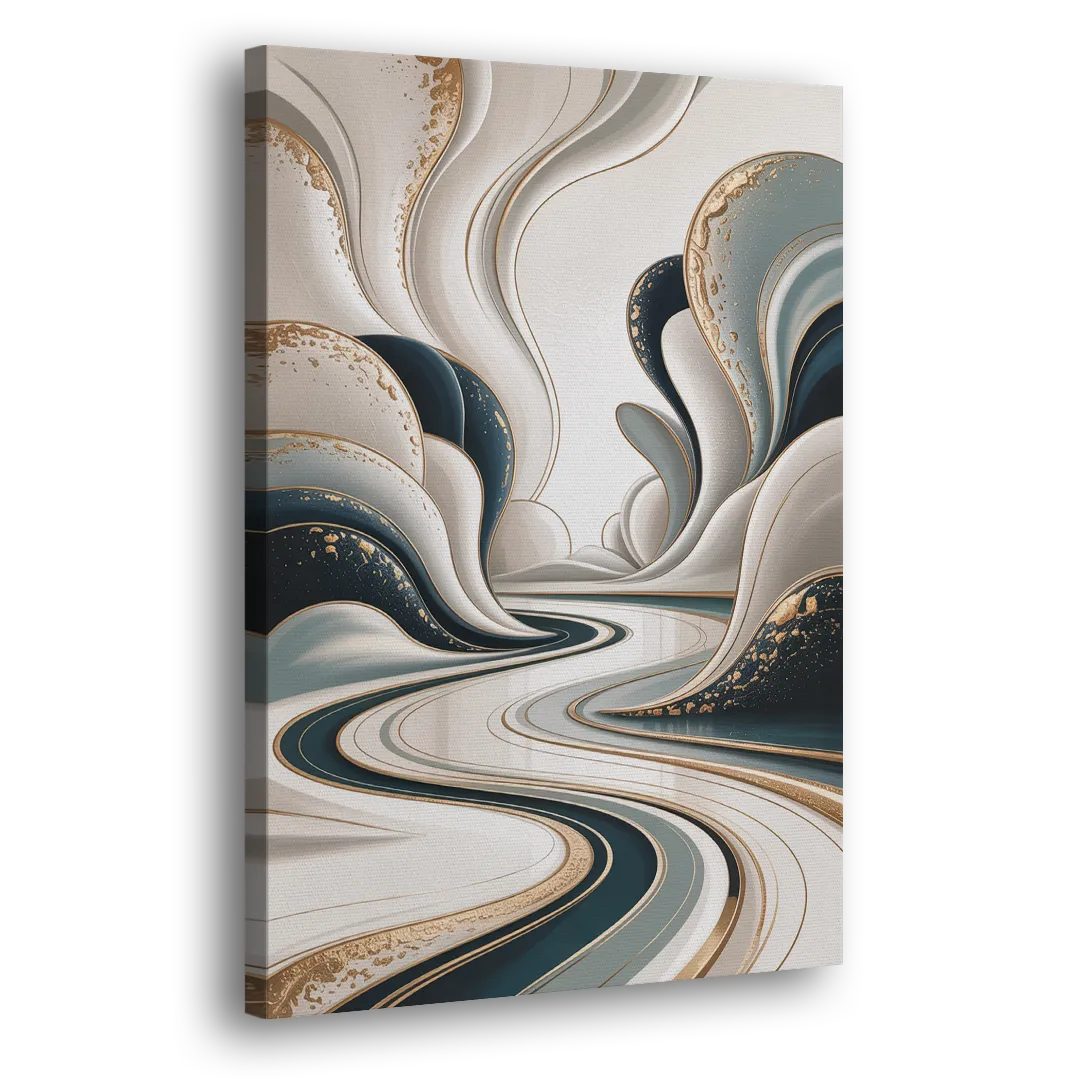Luxurious Serenity White Abstract - Canvas Print Art Sides