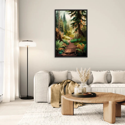 Portland Oregon Forests - Living Room Black Frame Canvas
