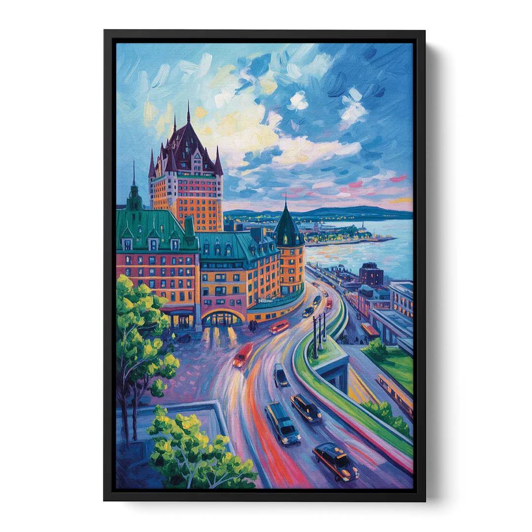Quebec City Tower View - Black Frame Canvas