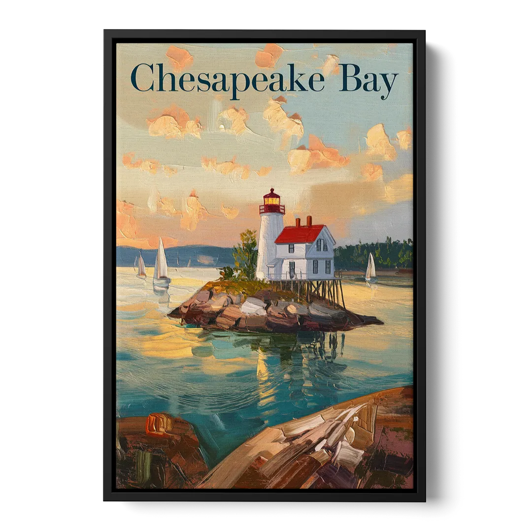 Chesapeake Bay Nautical Charm - Black Frame Canvas
