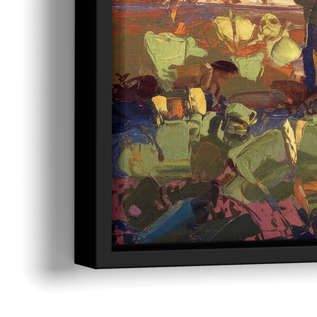 Phoenix Desert Horizon Scene - Close-Up Black Frame Canvas