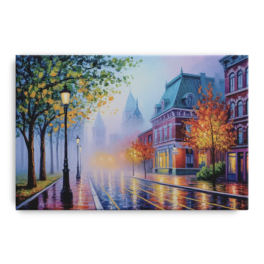 Quebec City Foggy Morning - Canvas Wall Art
