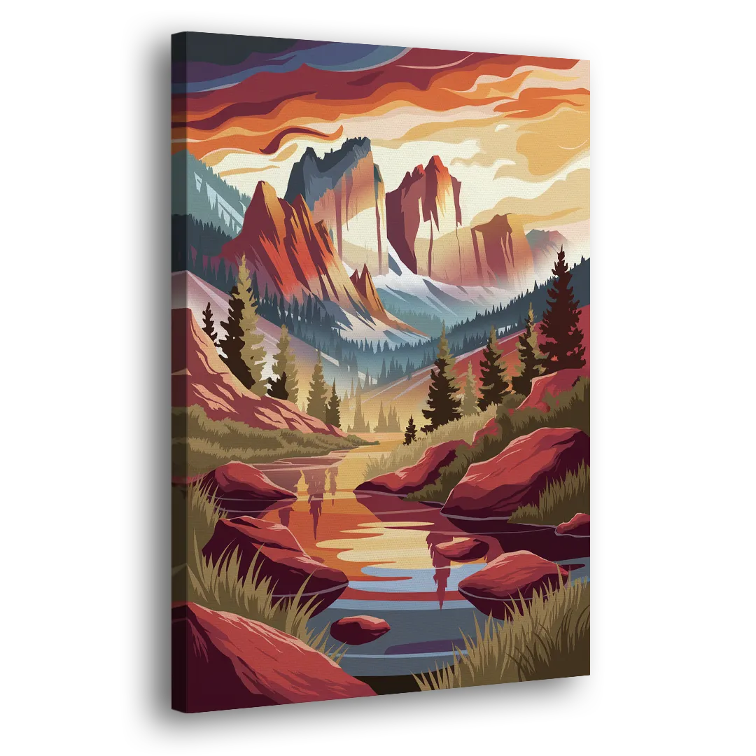 Colorado Springs Sunrise Over Peaks - Canvas Print Art Sides