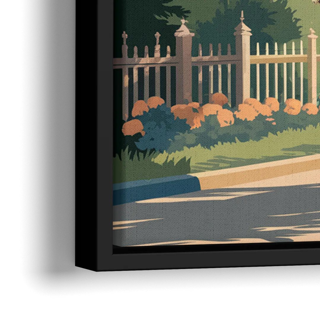 Mackinac Island Horse Carriage Ride - Close-Up Black Frame Canvas