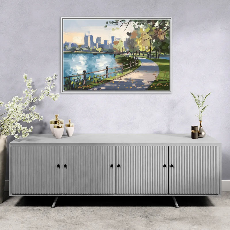 Burlington Lakefront Pathways - Living Room White Frame Canvas