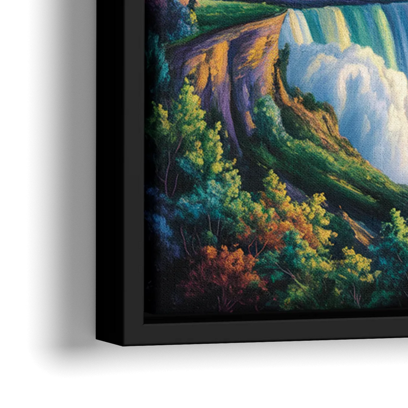 Niagara Night Skyline - Close-Up Black Frame Canvas