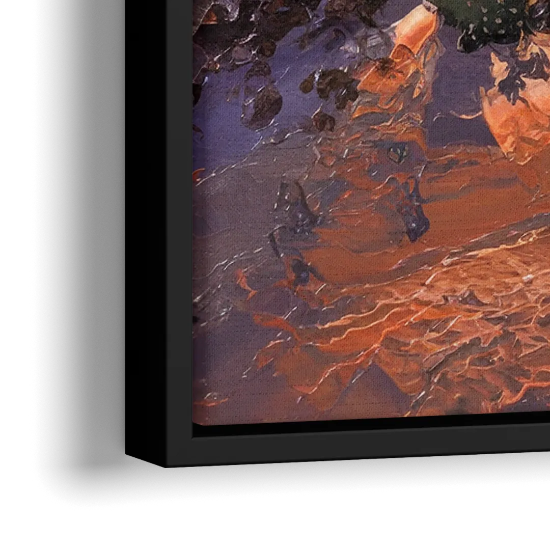 Marfa Sunset Glow - Close-Up Black Frame Canvas