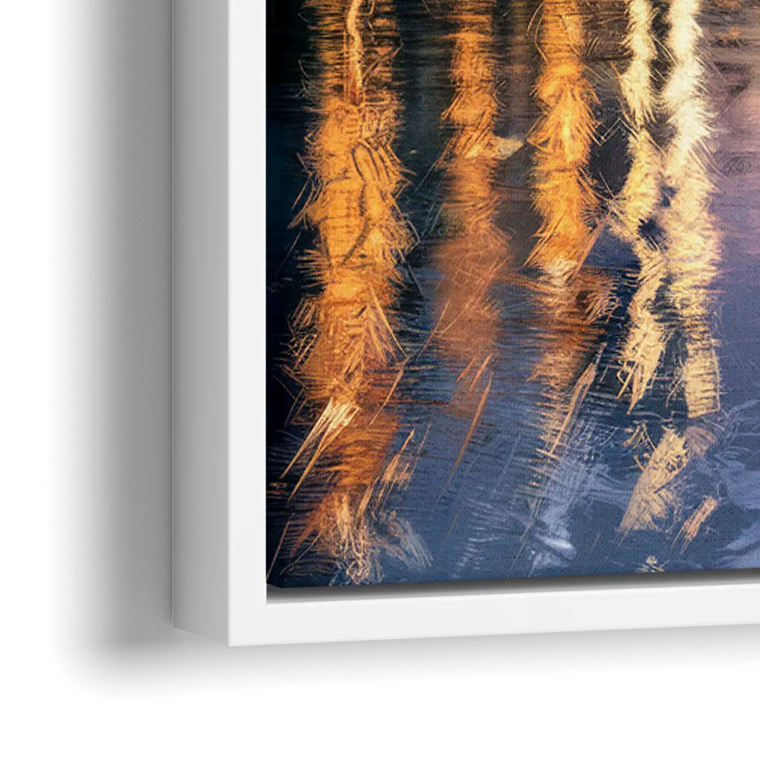 Riverside Modern Cityscape - Close-Up White Frame Canvas