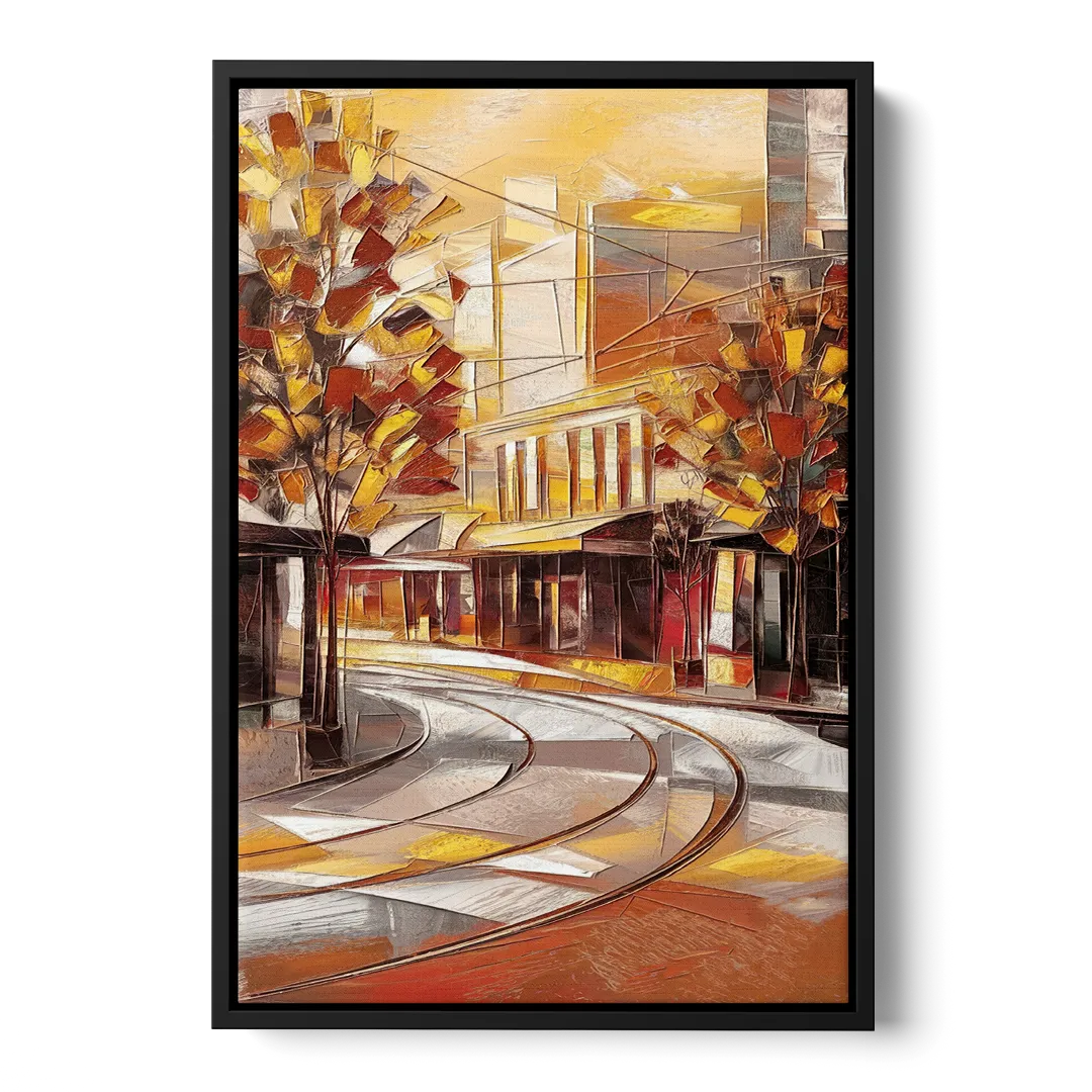 Little Rock River Market View - Black Frame Canvas